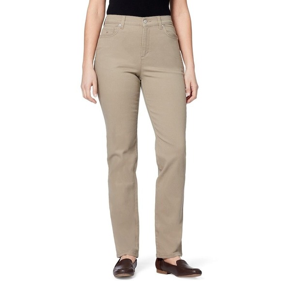 Gloria Vanderbilt Jeans Womens 4 Tan‎ Amanda Twill Straight-Leg Hazelnut NWT - Picture 1 of 9